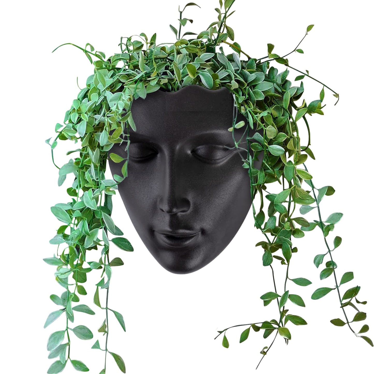 GDYOOSHOW 6.7" Tall Hanging Planter Wall Flower Pot for Garden Balcony Indoor or Outdoor (Black Resin)