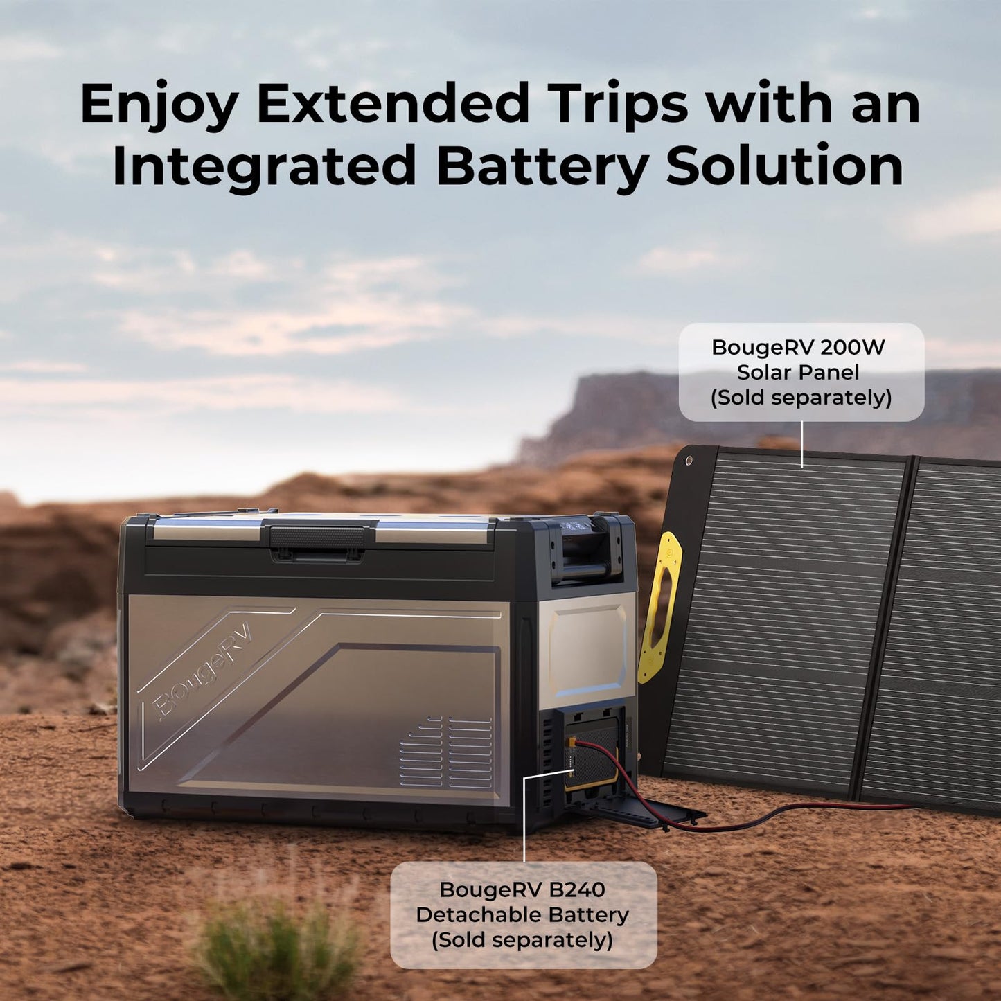 BougeRV 12 Volt Portable Refrigerator, 55 Quart Dual Zone Car Fridge Freezer with APP Control, Compressor Cooler 12/24V DC, 110~240V AC for Overlanding, Camping, Travel, RV(2026 New Model: Rocky V3.0)