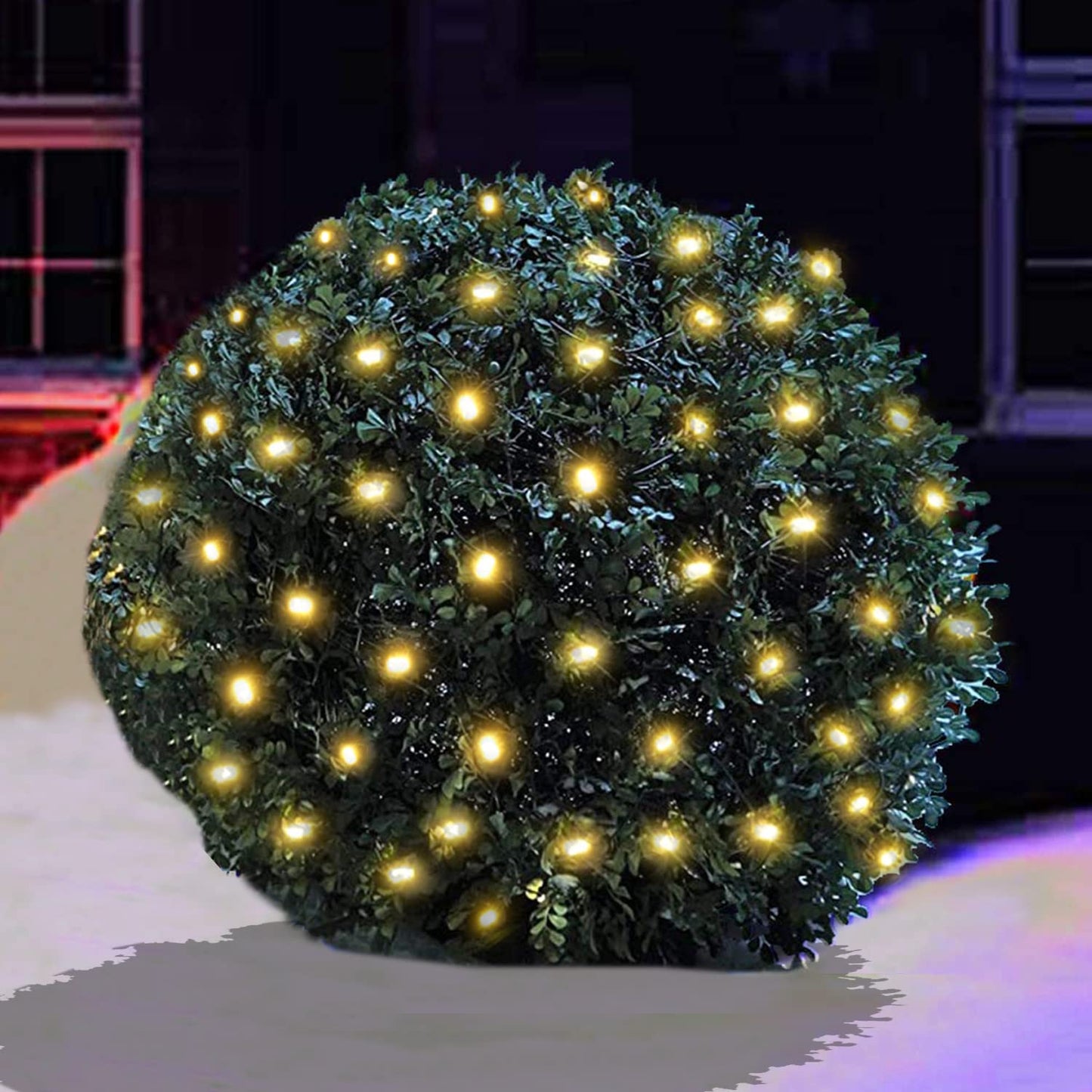 100 LED Christmas Lights 5 ftx5ft Christmas Net Lights Outdoor Indoor Mesh Christmas Decorations Lights string,Perfect for Bushes or Trees, Green Wire（Warm White）