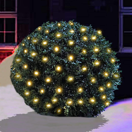 100 LED Christmas Lights 5 ftx5ft Christmas Net Lights Outdoor Indoor Mesh Christmas Decorations Lights string,Perfect for Bushes or Trees, Green Wire（Warm White）