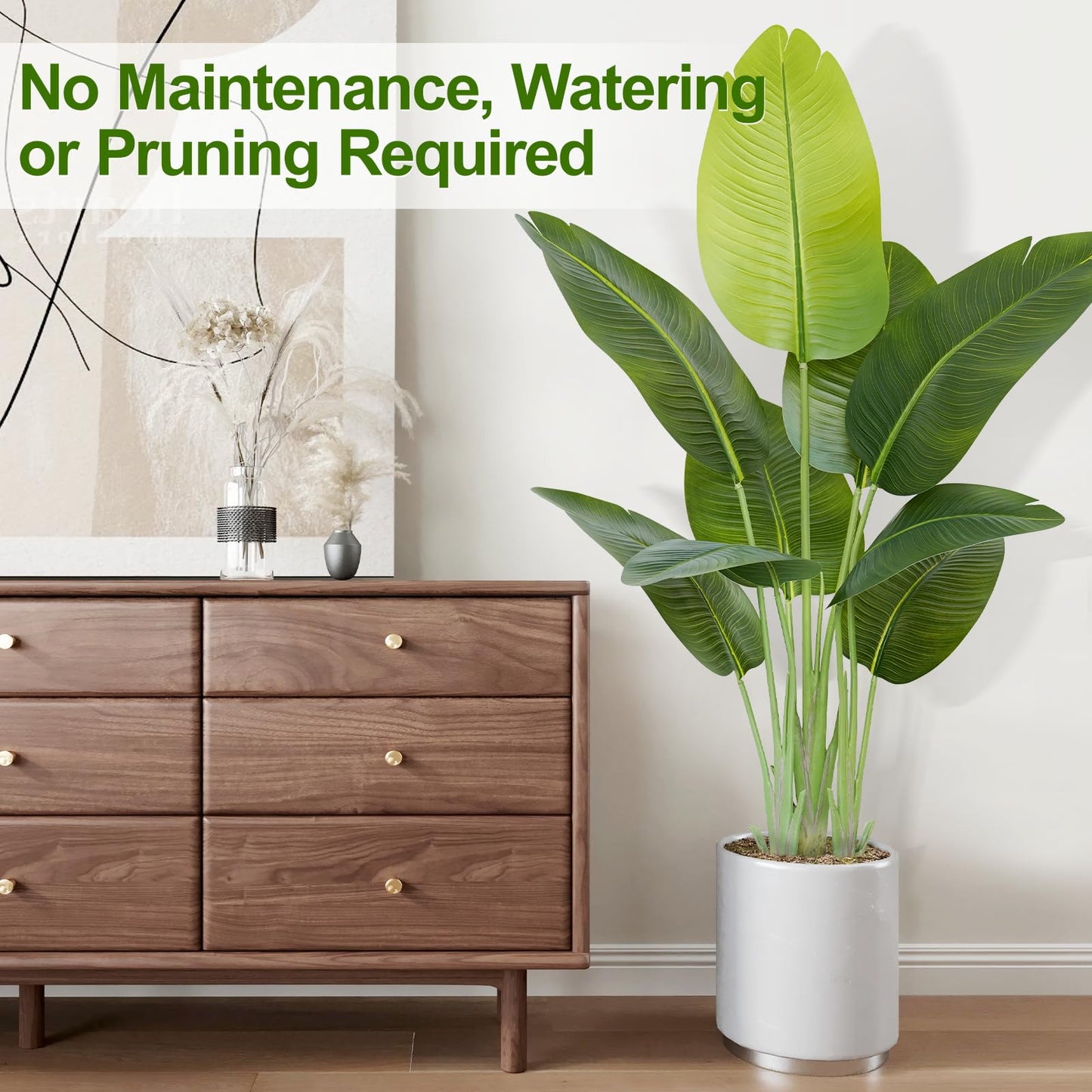 Keeplush Lifelike Bird of Paradise Artificial Plant 4ft Faux Banana Leaf Tree with 9 Trunks for Home Decor - Perfect Indoor Silk Floor Plant for Living Room, Office, and Bedroom Ambiance Enhancement