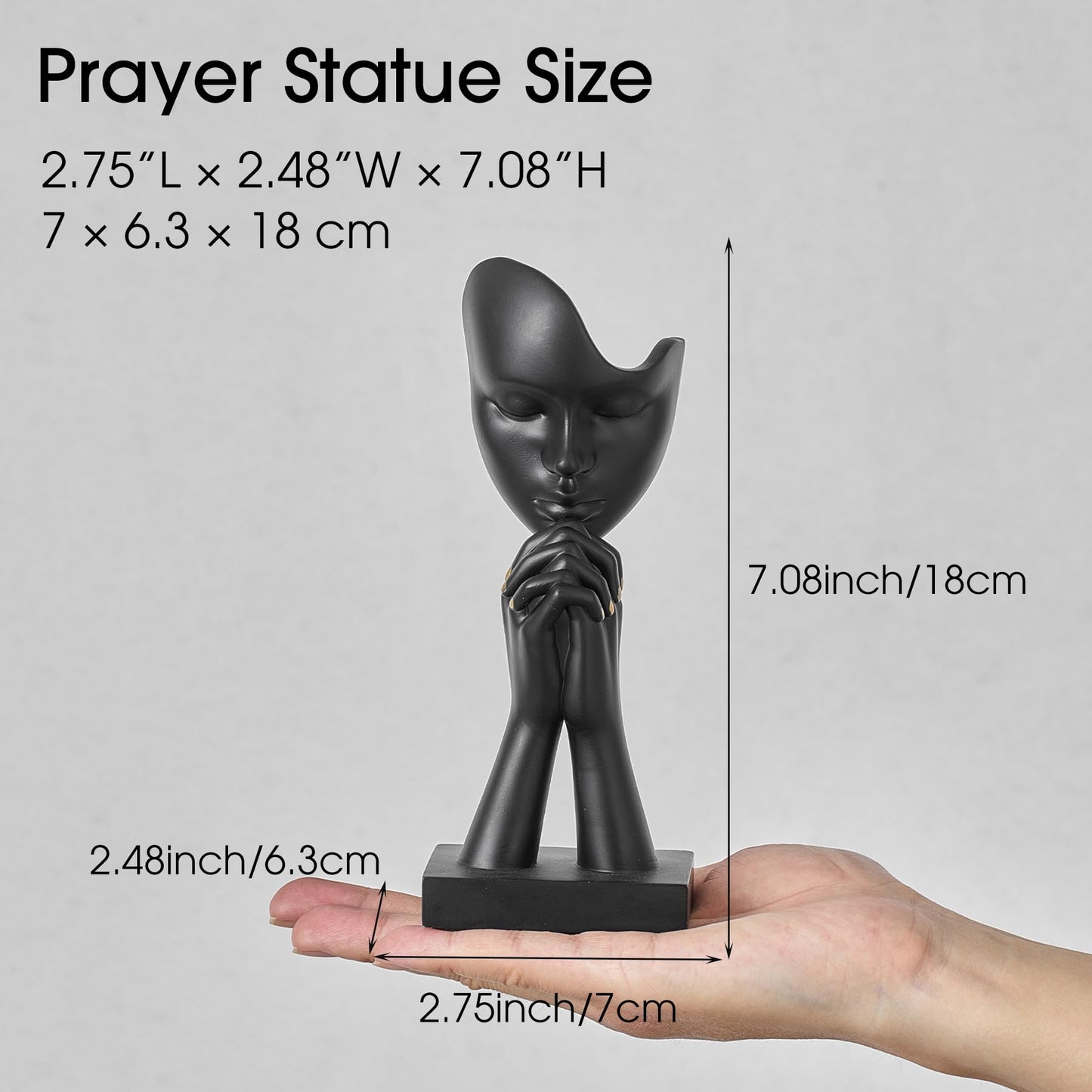 3 Pcs Black Decor Prayer Statues, Modern Prayer of Peace Figurines Shelf Decor Accents, Abstract Art Sculpture Home Decorations for Living Room Bedroom Office Bookshelf Coffee Table, Gifts for Women