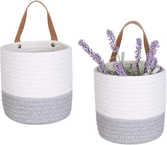 2pack Small Hanging Basket-Cotton Rope Wall Basket