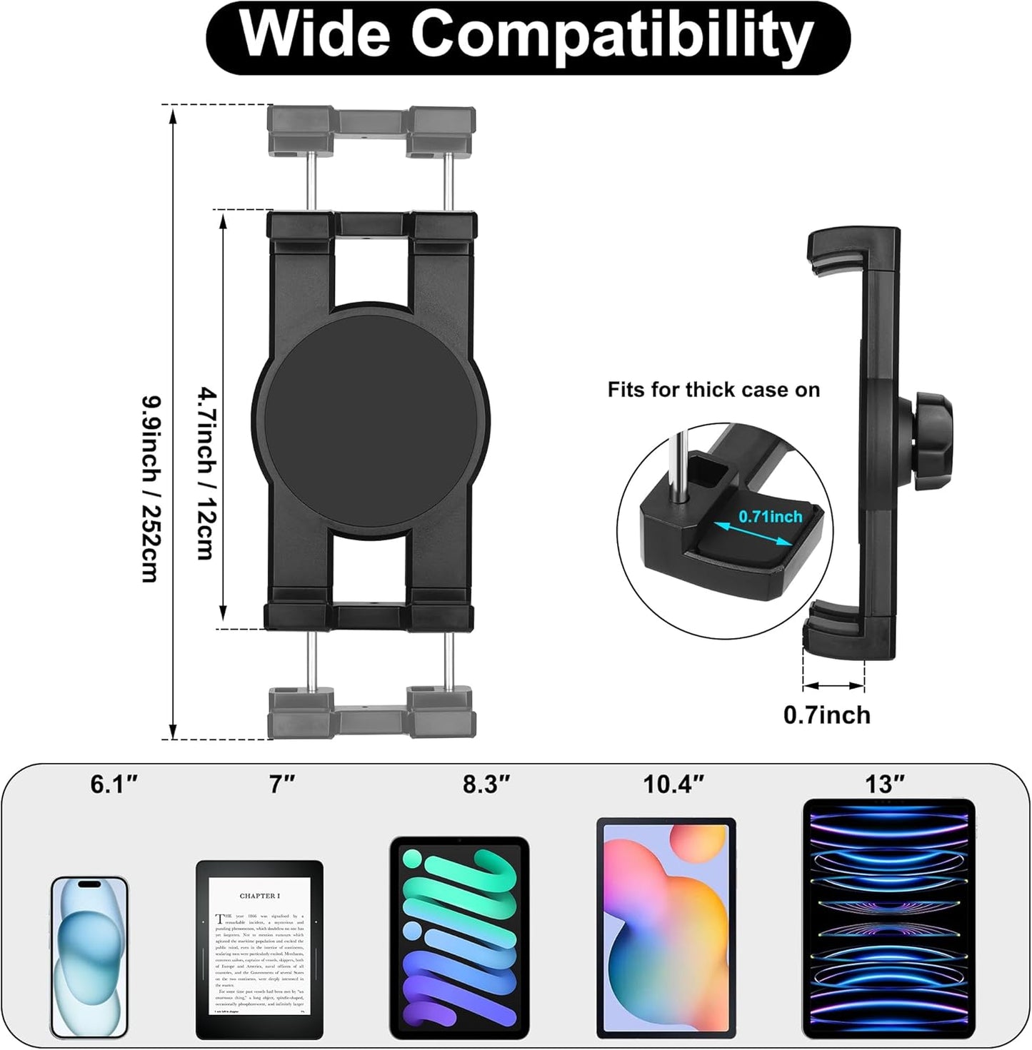 Peastrex Cup Holder Tablet Mount, Ipad Cup Holder Car Mount with Adjustable Arm for Tablet iPhone 3-13in iPad Pro Air Mini, Fire, iPhone 15, Galaxy S24 Z Fold 5