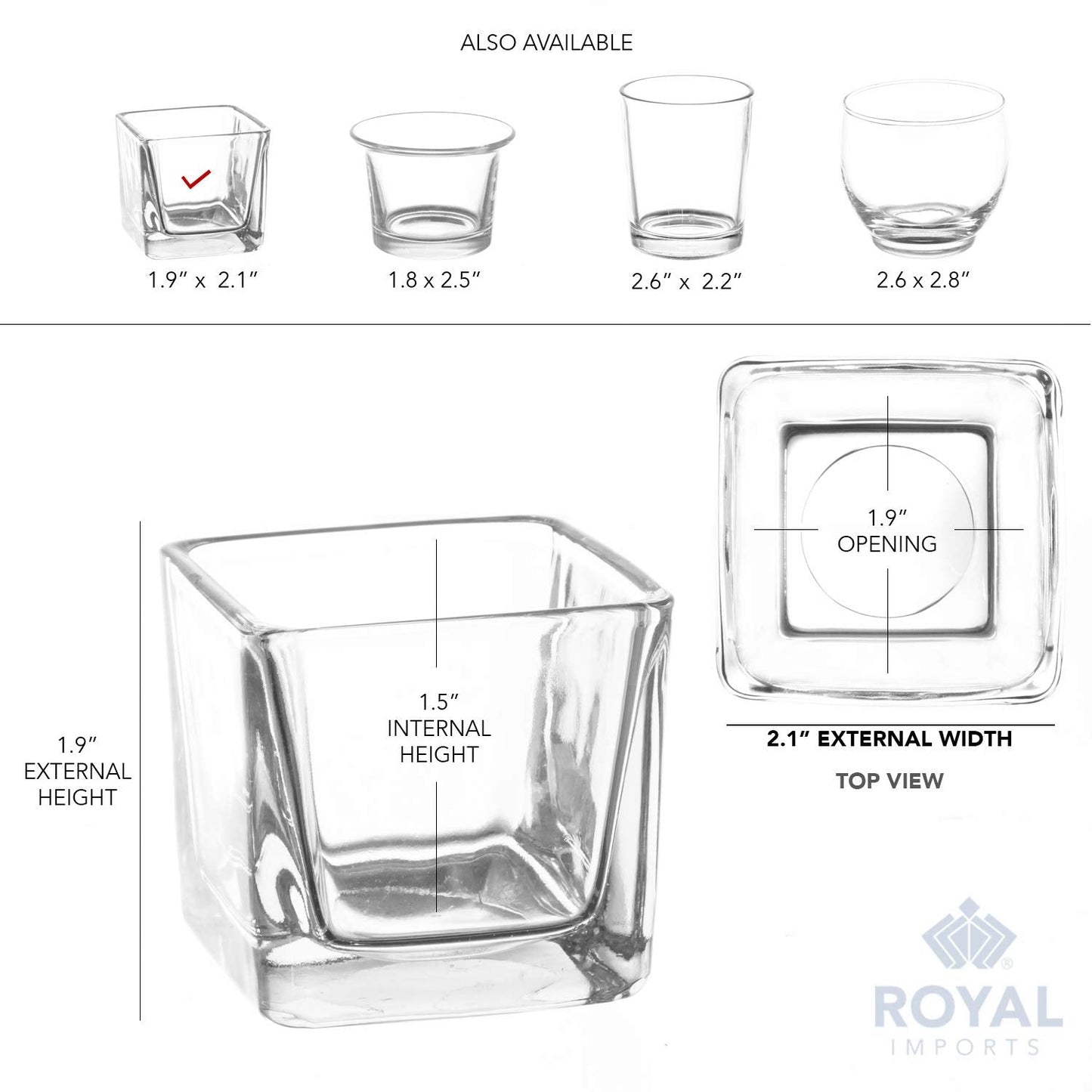 Royal Imports Candle Holder Square Cube Votive Tealight Glass for Wedding, Birthday, Holiday & Home Decoration, Set of 12