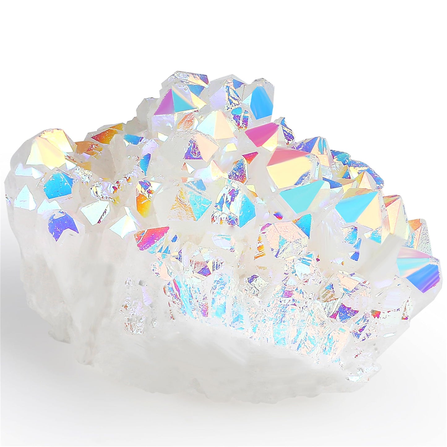YATOJUZI Angel Aura Crystal Cluster Raw Rocks Quartz Stones Healing Crystals and Titanium Coated Mineral Geode Reiki Gemstones Druzy for Energy Protection 1PCS