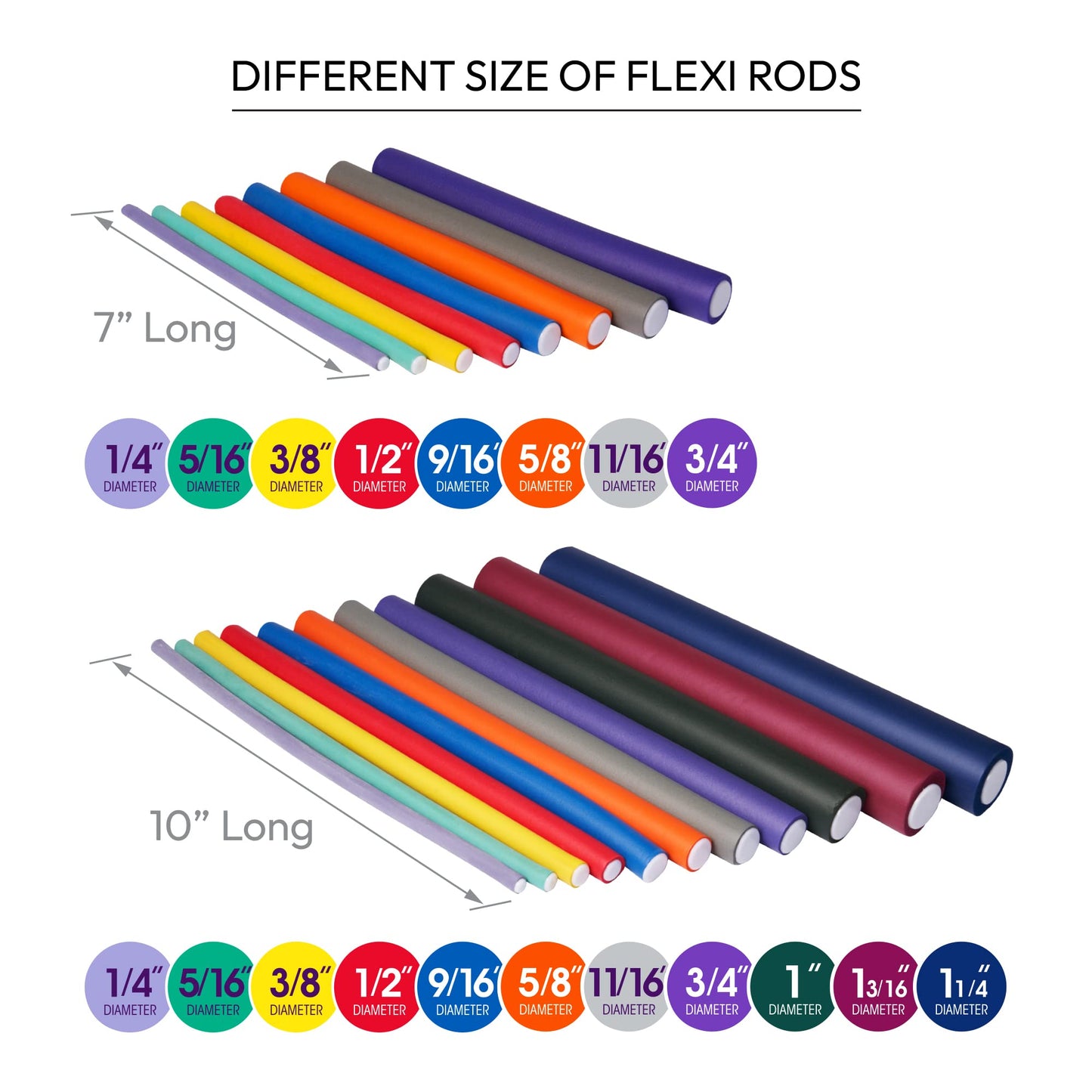 Red by Kiss 36PCS Flexi Rods, Flexible Curling Rods, Twist Foam Hair Rollers, No Heat Hair Curlers 7" Sets