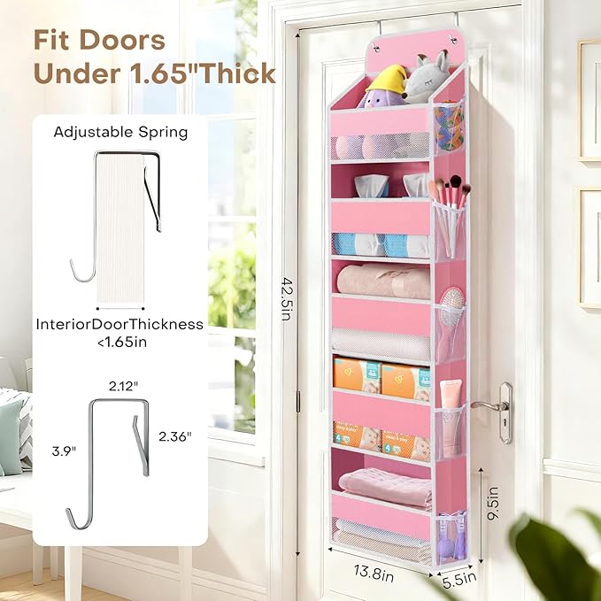 SpaceWhisper Over the Door Organizer, 5 Large Pocket Hanging Storage Organizer