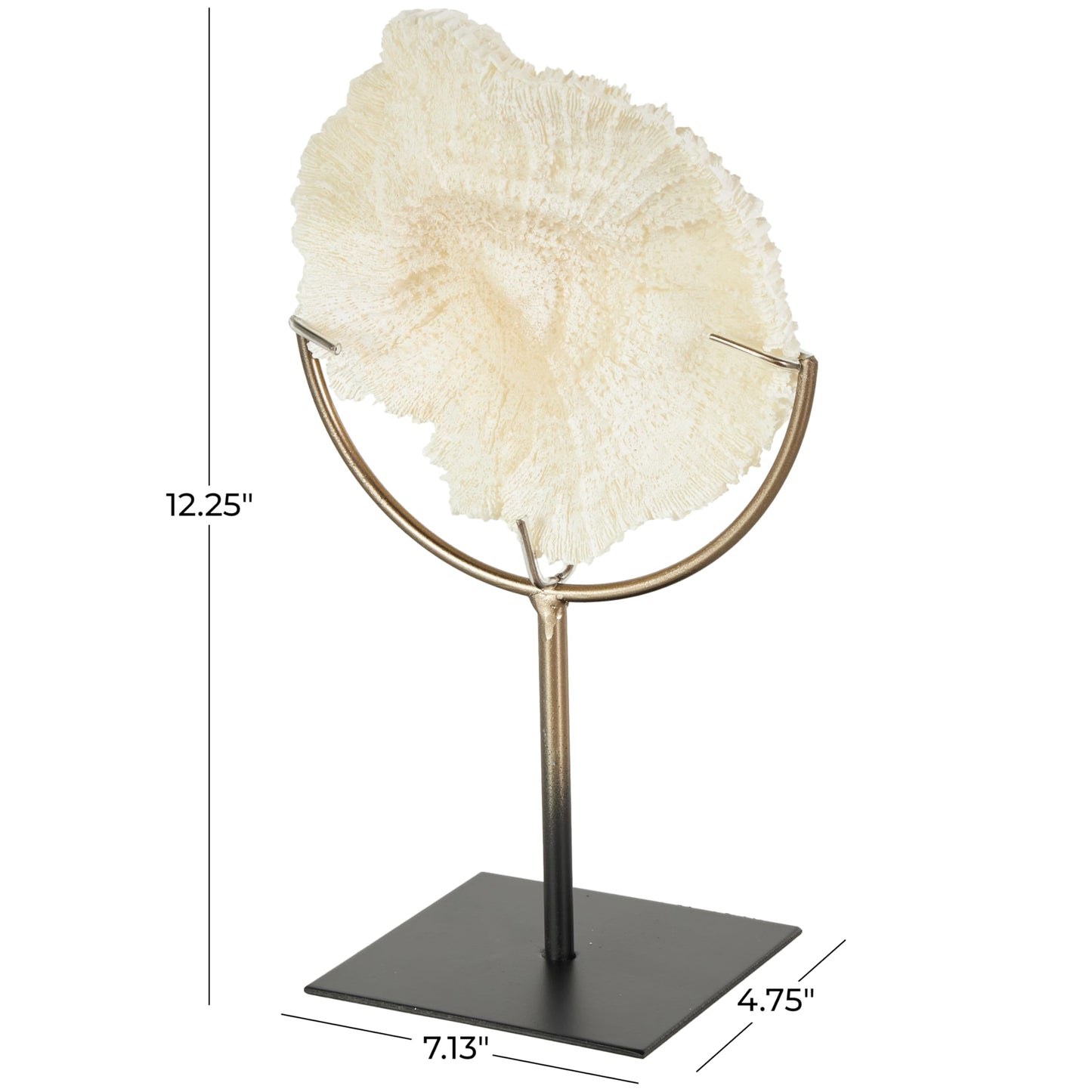 Deco 79 Polystone Coral Decorative Sculpture Textured Home Decor Statue with Bronze Stand, Accent Figurine 7" x 5" x 12", Light Blue