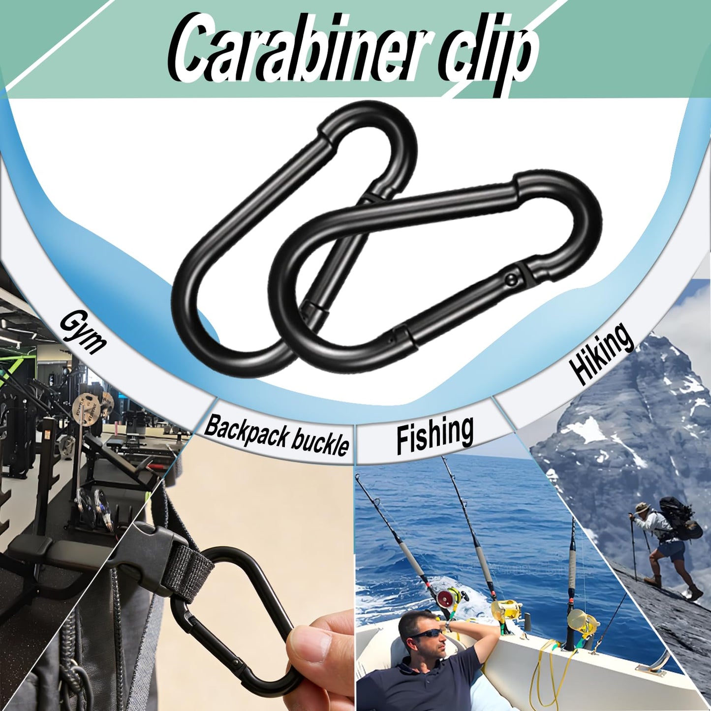 120PCS M4 Black Heavy Duty Carabiner Clips, 1.57IN Galvanized Steel Spring Snap Hook Carabiner, 110LBS Holding Capacity Spring Clips for Hammock Swing Outdoor Travel