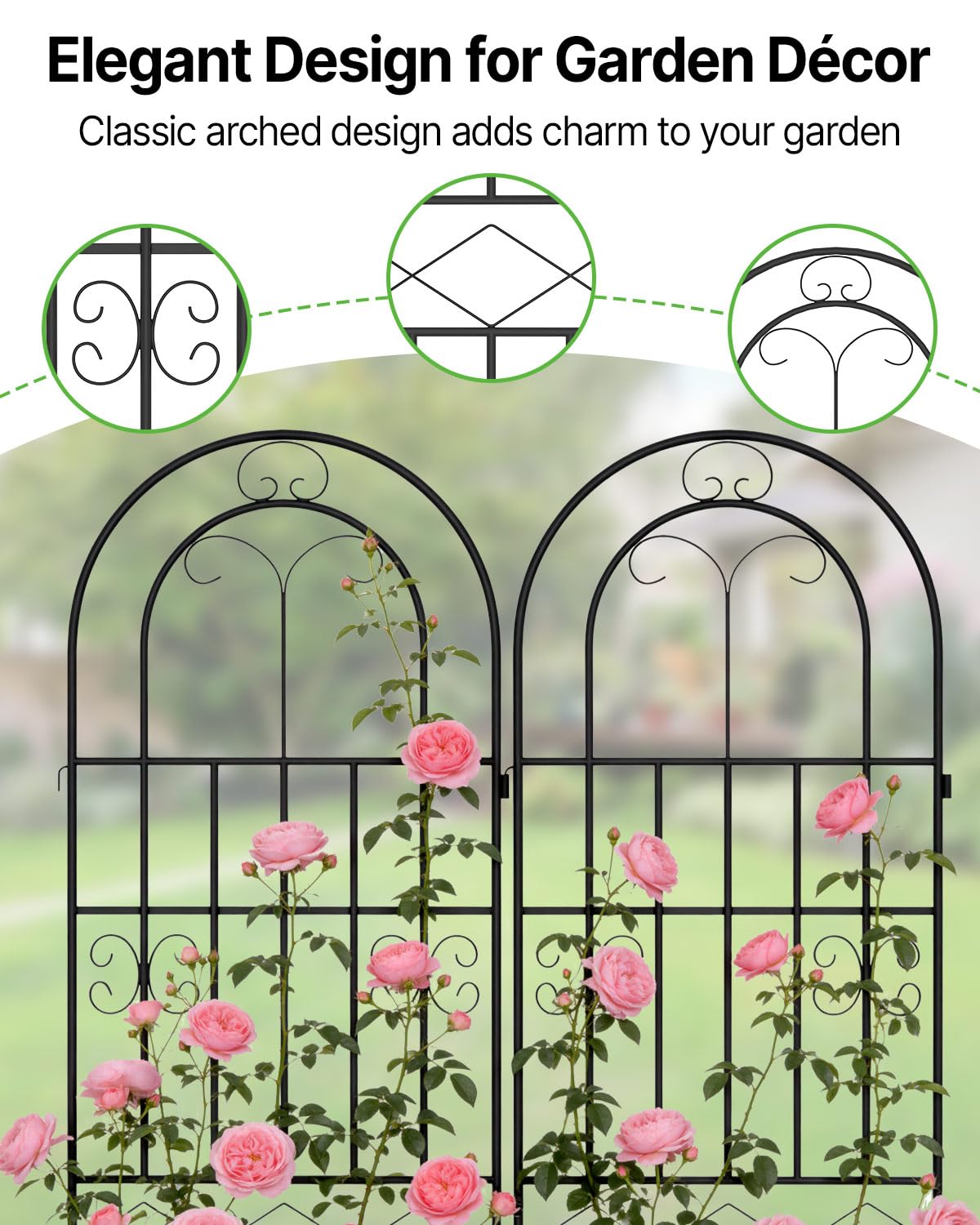 Suteck Garden Trellis for Climbing Plants Outdoor, 71” H x 20” W, 4 Pack Metal Garden Trellis with Rustproof Powder-Coated, Rose Trellis for Patio Lawn Yard, Flower & Vegetable Support