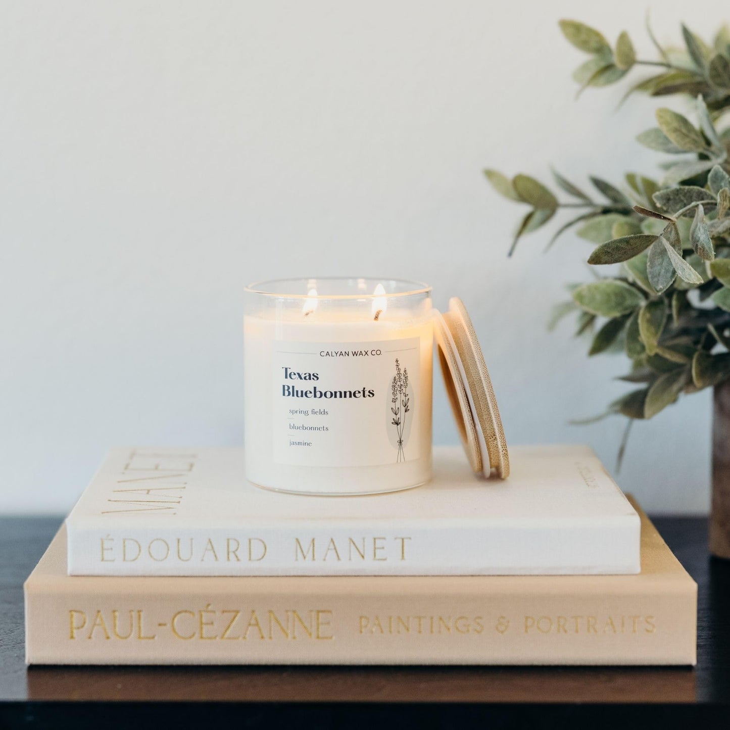 Calyan Wax Co. Texas Bluebonnets 2 Wick Scented Candle - 37 Hour Burn - Luxury Clean Soy Wax Candles - Long Lasting Large Glass Jar Candle for Home - 8.8oz