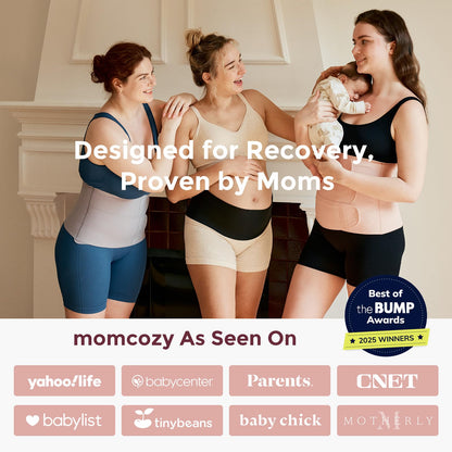 Momcozy Ergowrap Postpartum Belly Band for C-Section Recovery and Vaginal Birth, Abdominal Binder with 3D Lifting & Ergonomic Back Support, Seamless Belly Wrap Shapewear for Post Surgery Recovery