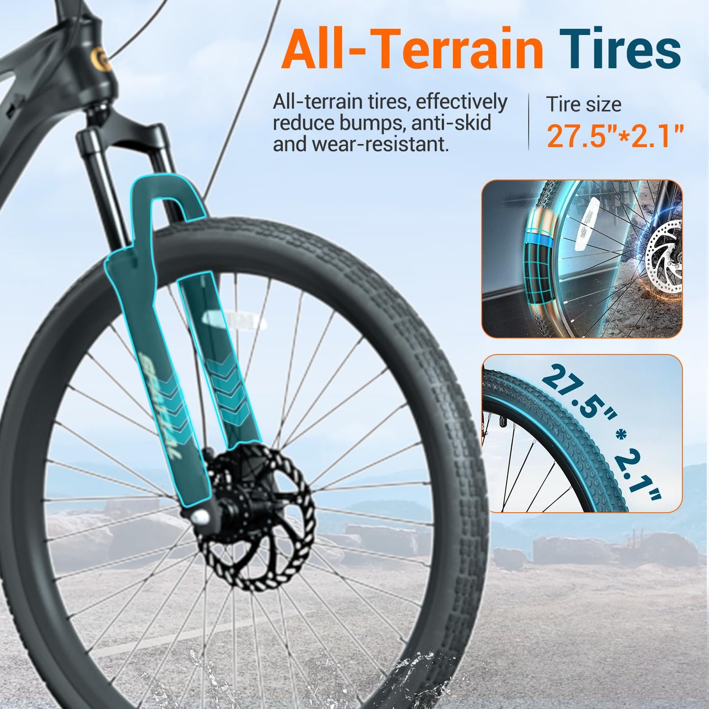 SPATIAL Mountain Bike/Fat Tire, 24/26/27.5/29 Inch Outdoor Cycling Bike, 8/21 Speed Lightweight Aluminum Frame | Dual Disc Brakes, Adjustable Ergonomic Seat for Adult Teens (Black, 27.5'')