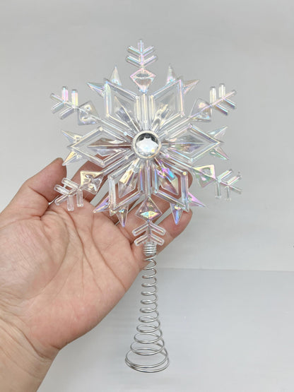 PEPPERLONELY Miniature Glitter Star Tree Topper Christmas Decorations 3.42" H x 2.76" W, White