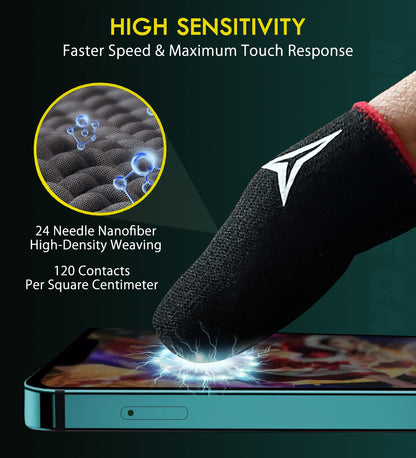 15 Pack 3 Colors E-Sports Light Model Gaming Finger Sleeves, 0.15mm Superconducting Nanofibers, Smooth Feel, Anti-Sweat, Extremely Thin, Fit All Touchscreen Devices