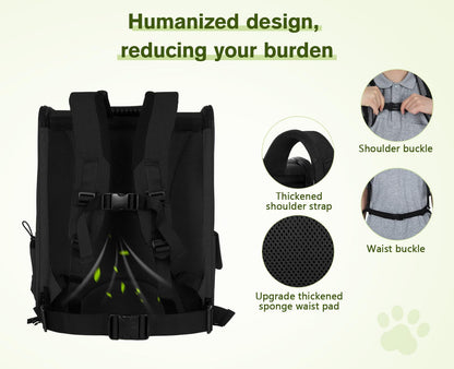 pecute Cat Carrier Dog Backpack, Portable Breathable Cat Backpack with Front Opening, Mesh Window and Pockets, Airy Space Great For Carrying Puppy Dogs Cats to Travel, Black