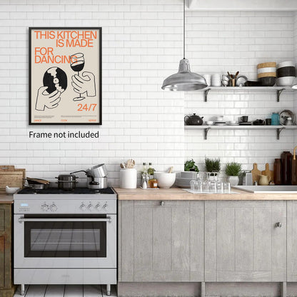 enttgo This Kitchen Is for Dancing Sign Wall Art Cocktail Alcohol Drink Poster Trendy Retro Coffee Dining Room Canvas Prints Bar Cart Wall Decor 12x16 inch Unframed