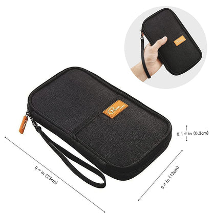 Travel Passport Wallet, RFID Family Passport Holder Large, Lightweight Passport Cover Case Waterproof Bag Document Organizer for Women & Men-Black