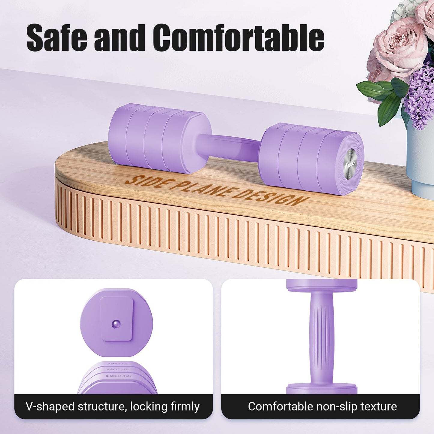 MERACH Dumbbell Set of 2, Adjustable Weight, Anti-slip Handle, Macaron Colors, Each 2.2/4.4/6.6/8.8 lbs, 4 in 1 Hand Weights for Women at Home