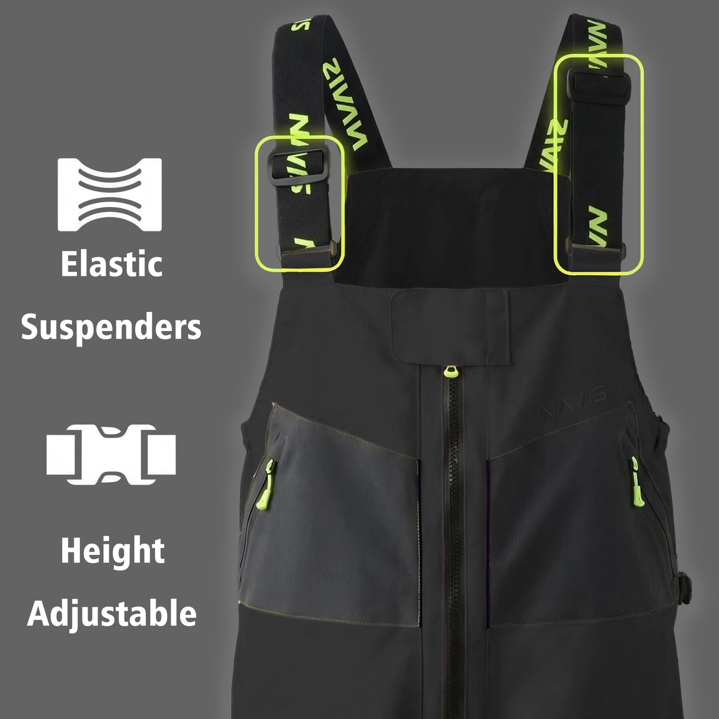 Men's Ocean Sailing Suit Offshore Sailing Jacket & Bib Pants Combi Clothes Set - Hi-Vis Wet Weather Gear Hips & Knees Patches (Black, Large)