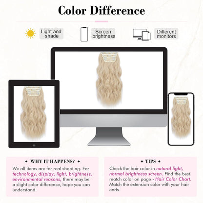 Hair Extensions Clip in 4pcs Bleach blonde Hair Extension Long Wavy Full Head Clip in Hair Extension Synthetic Fiber Hair Pieces for Women