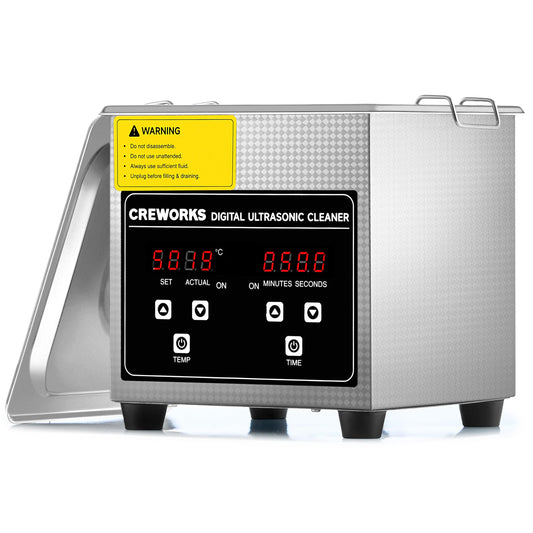 CREWORKS 1.3L Digital Ultrasonic Cleaner with Heater and Timer, 60W Stainless Steel Ultrasonic Cleaning Machine, Professional Ultrasonic Parts Cleaner for Retainer Glasses Jewelry Lab Tool