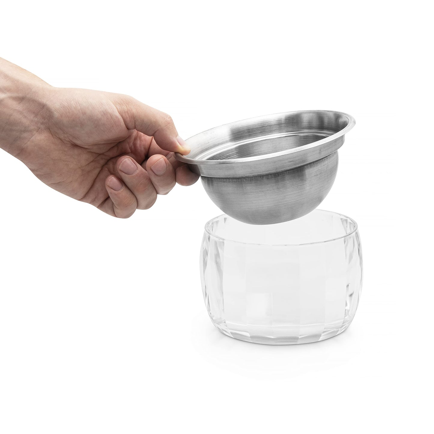 RUAFOX Dip Bowl On Ice- Chip and Dip Serving Set - Stainless Steel Chilled Serving Dish with 22 oz. Acrylic Ice Bowl - Perfect for Cold Shrimp, Guacamole, Dips