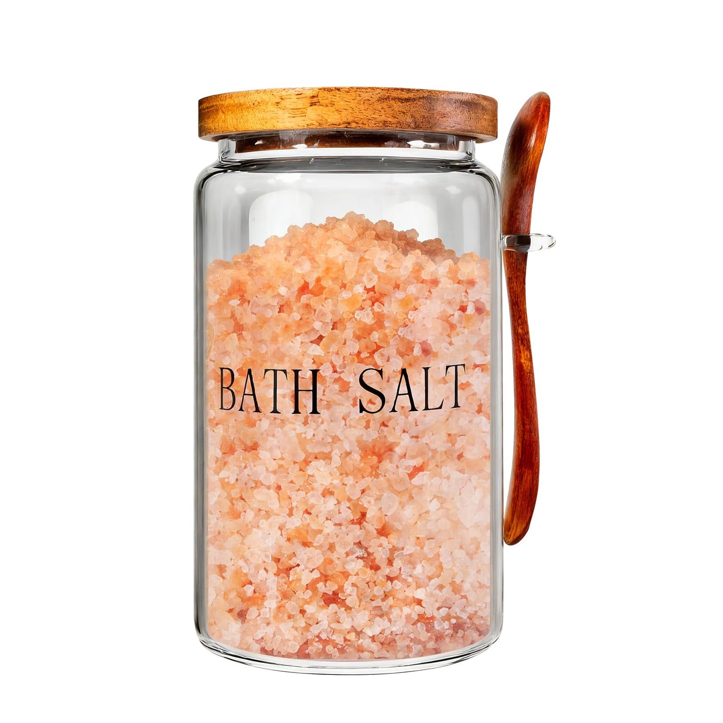 BKYFPQ 74 oz Glass Bath Salts Jar,Bath Salt Container with Wooden Lid and Scoop for Bathroom Organizers and Storage,Home Decor,Bathtub Accessories for Women