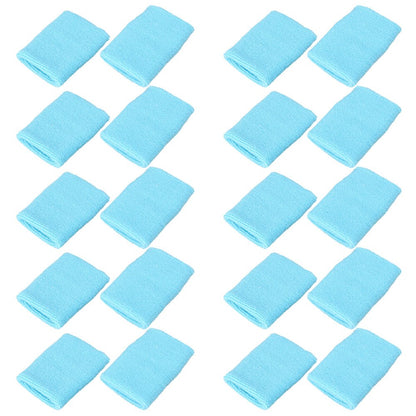 Mallofusa 10 Pack Colorful Sports Basketball Football Absorbent Wristband Party Outdoor Activity (Light Blue)