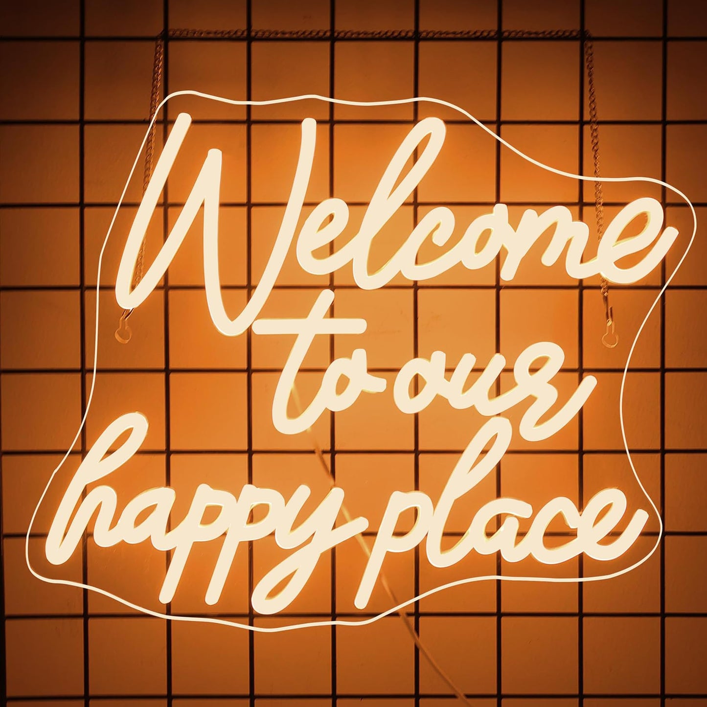 NOSUN This is Our Happy Place Neon Sign Happy Place Neon Signs for Wall Decor Dimmable Warm White LED Signs for Bedroom Classroom Man Cave Home Bar Birthday Party Game Zone Decor Neon Classroom Sign