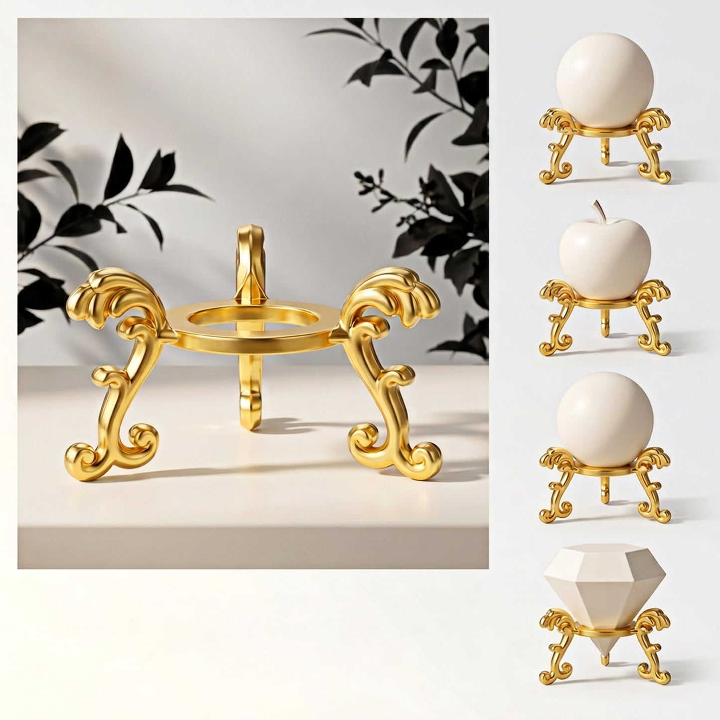 MySHUCE 24 Pcs Gold Crystal Ball Stand - Gold Sphere Display Holder for 40mm-80mm Crystal Balls, Natural Rocks, Stone, Glass & Natural Stone Display Stand, Decorative Rock Organizer