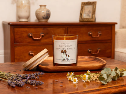 Brittany Spaniel Gifts & Decor, Dog Mom Gift for Women, Smells Like Brittany Spaniel Farts Candle - Lavender & Eucalyptus, Crafted by Natural Soy Wax & Natural Essential Oils