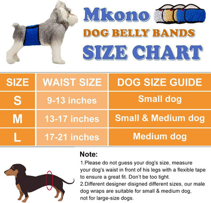Mkouo Male Dog Nappies Wraps Incontinency Belly Band for Small and Medium Dogs, High Absorption, Reusable, Washable(3 Pack) M