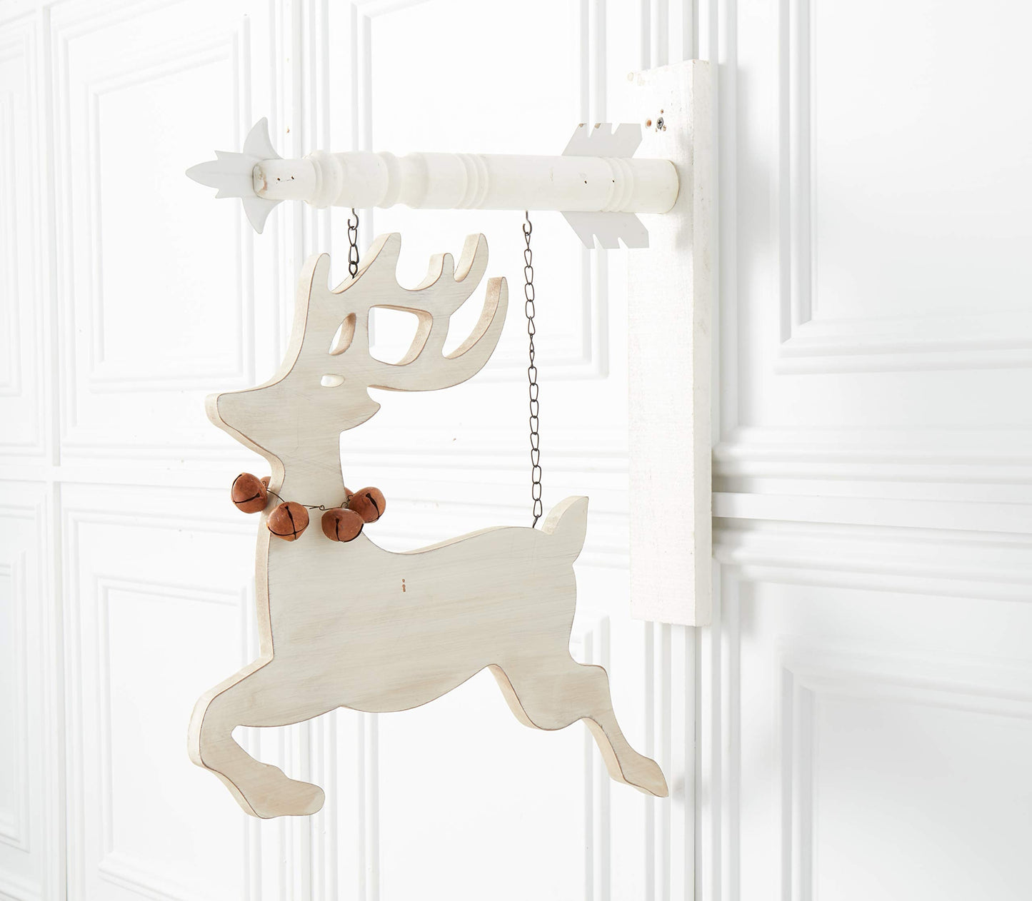 K&K Interiors 52911A Cutout Reindeer Arrow Replacement, 7" Tall x 5" Wide x 7" Deep, White