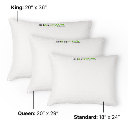 GhostBed Shredded Memory Foam Pillow with Adjustable Gel Memory Foam and Cooling Breathable Cover - Standard Size Shredded Memory Foam Pillows CertiPUR-US Certified 1-Pack