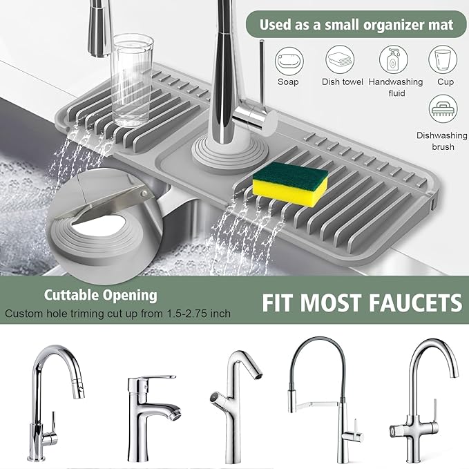 14.6-Inch Kitchen Sink Splash Guard Mat | 7° Slope