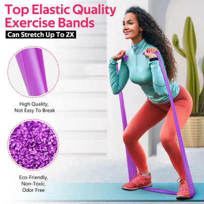 Resistance Bands for Working Out, Exercise Bands for Physical Therapy, Stretch, Recovery, Pilates, Rehab, Strength Training and Yoga Starter Set