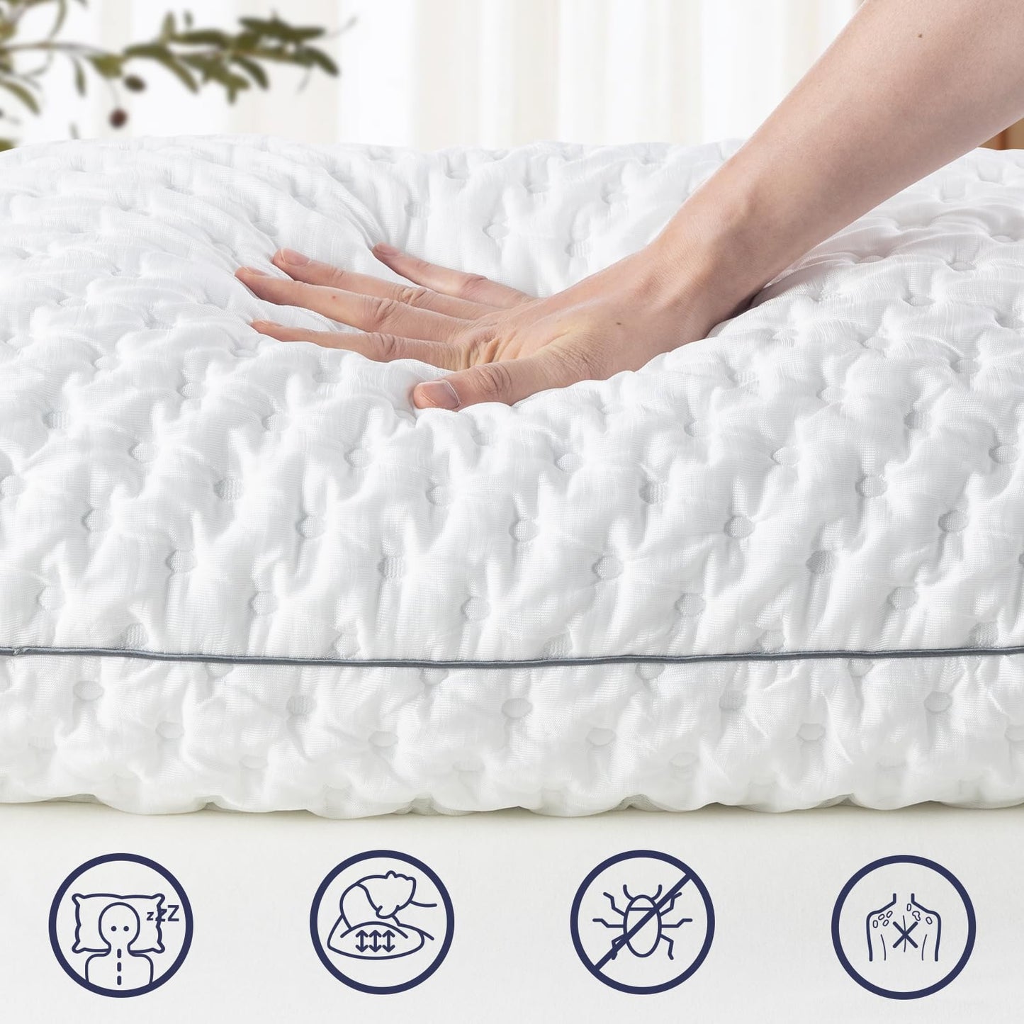 BedStory Pillows - Shredded Memory Foam Pillow for Neck and Shoulder Pain Relief, Hypoallergenic and Cooling Bed Pillow - 50x75 cm