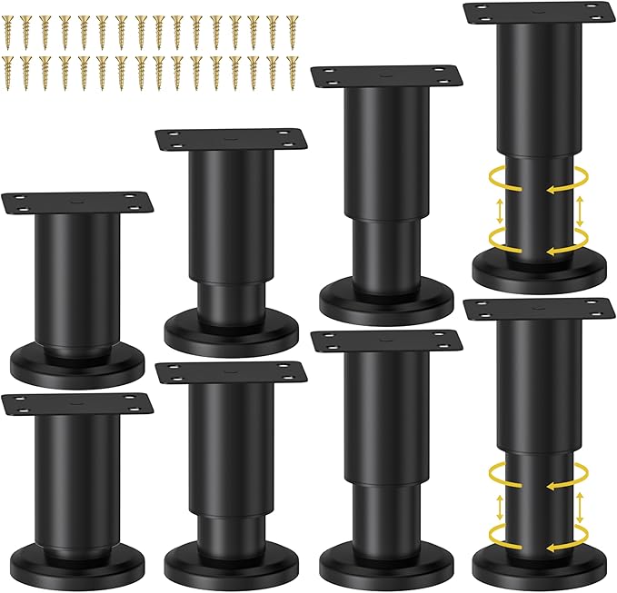 Wlrrcwdttc 8 Pcs Metal Adjustable Furniture Legs 3.15-4.72 inch, Adjustable