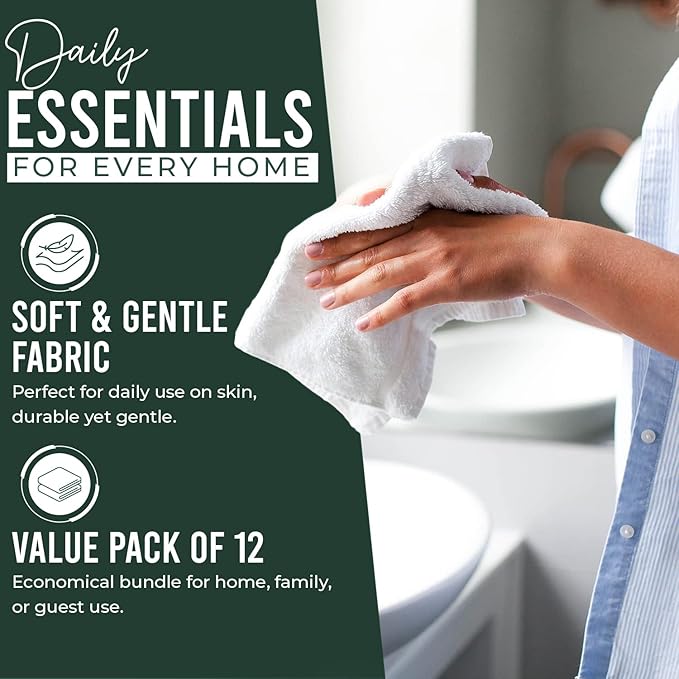 DAN RIVER 12 Pack Wash Cloths for Showering