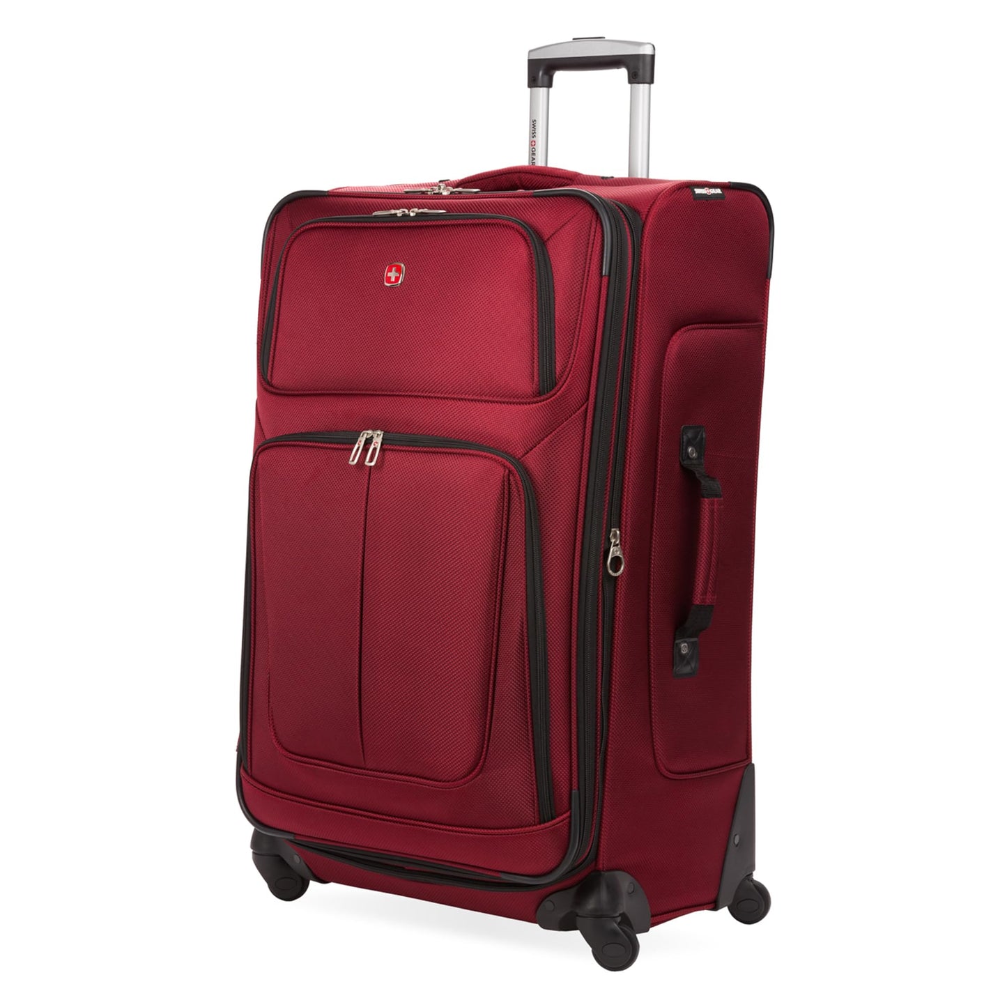 SWISSGEAR Sion Softside Expandable Spinner Luggage Durable Lightweight Travel Suitcase, Burgundy, Checked-Large