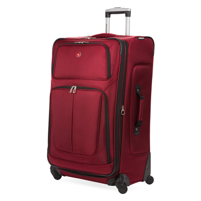 SWISSGEAR Sion Softside Expandable Spinner Luggage Durable Lightweight Travel Suitcase, Burgundy, Checked-Large