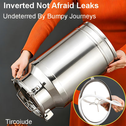 Tircoiude Stainless Steel Milk Can, 7.4Gal Food Grade 304 Stainless Steel Airtight Storage Canister with Locking Clamp Handle, Metal Storage Container for Oil, Wine, Grain and Raw Milk 28L