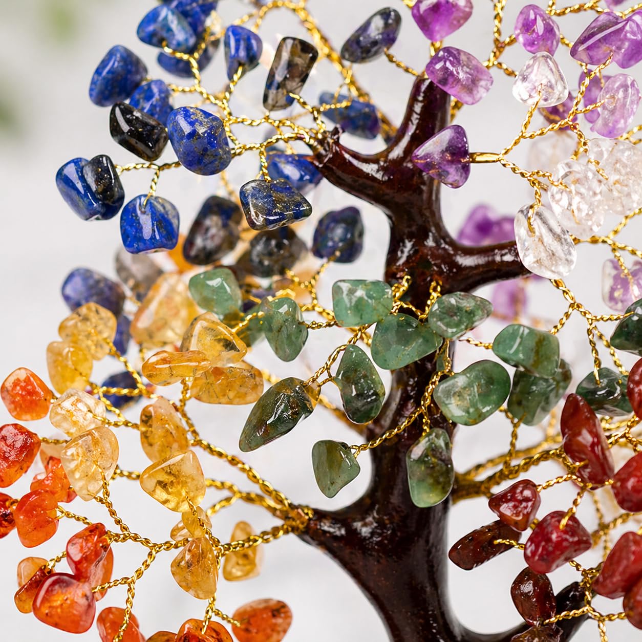 7 Chakra Tree of Life Crystal Tree - Healing Crystals for Positive Energy & Good Luck, Handmade Gemstone Tree, Birthday Gifts for Women, Mom, Sister, Home Office Desk Decor, Feng Shui Decor