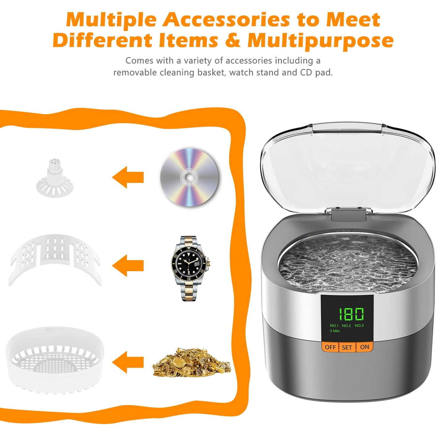 KECOOLKE Ultrasonic Cleaner 750ml Jewelry Sonic Cleaner with Digital Timer for Eyeglasses, Rings, Coins，Silver Ultrasonic Cleaner Solution for Gifts