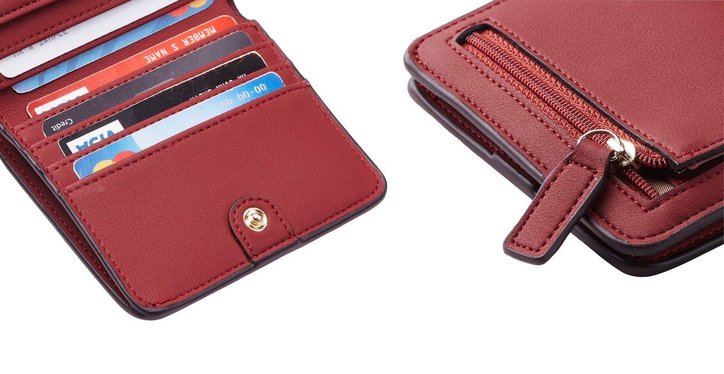 Toughergun Wallet Women Rfid Blocking Small Compact Bifold Luxury Leather Pocket Wallet Ladies Mini Purse with ID Window
