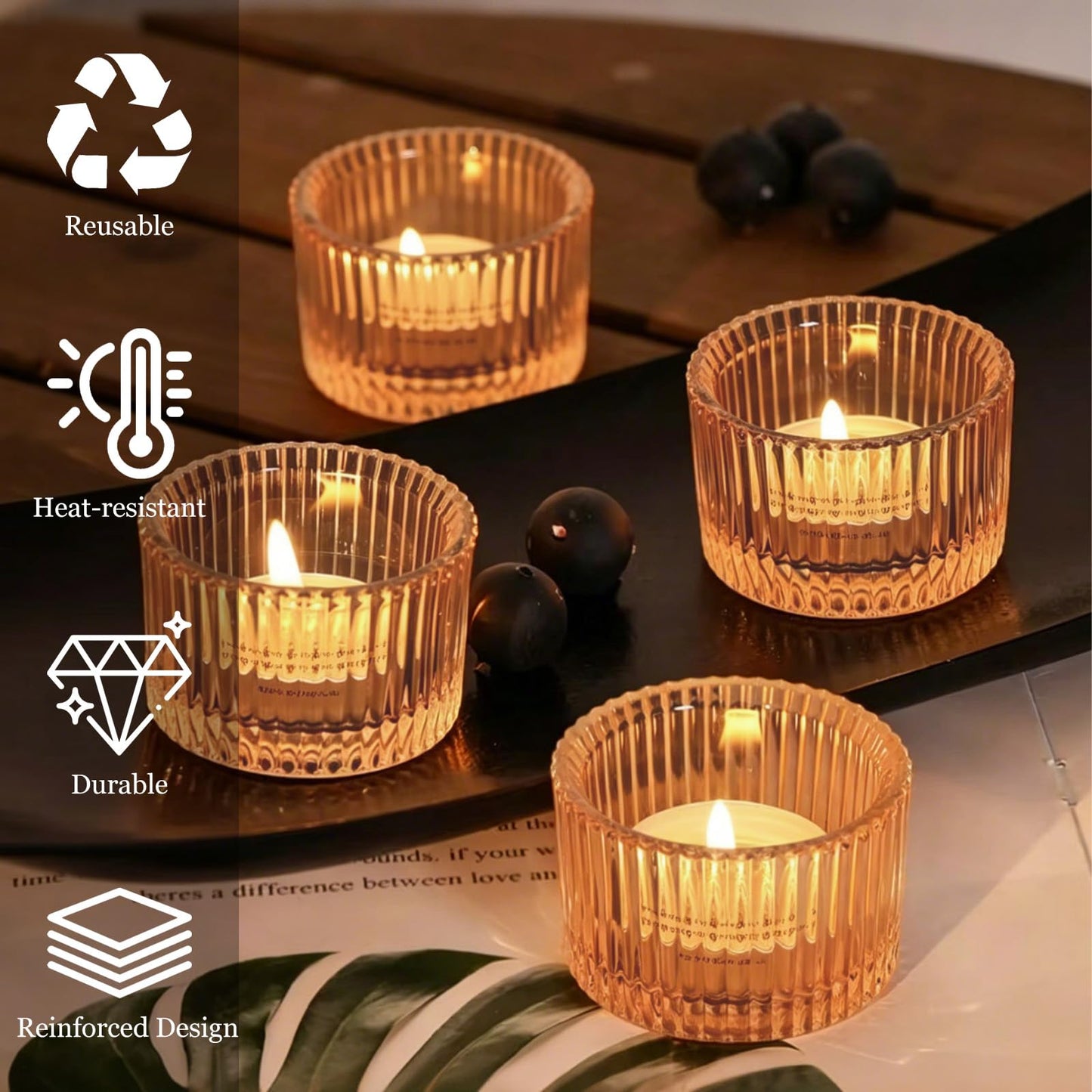 Gold Glass Votive Candle Holders 12 Pack, Small Glass Cups for Tea Lights, Wedding Centerpieces, Table Decorations, Home Decor, Party Favors, Bulk Set of 12