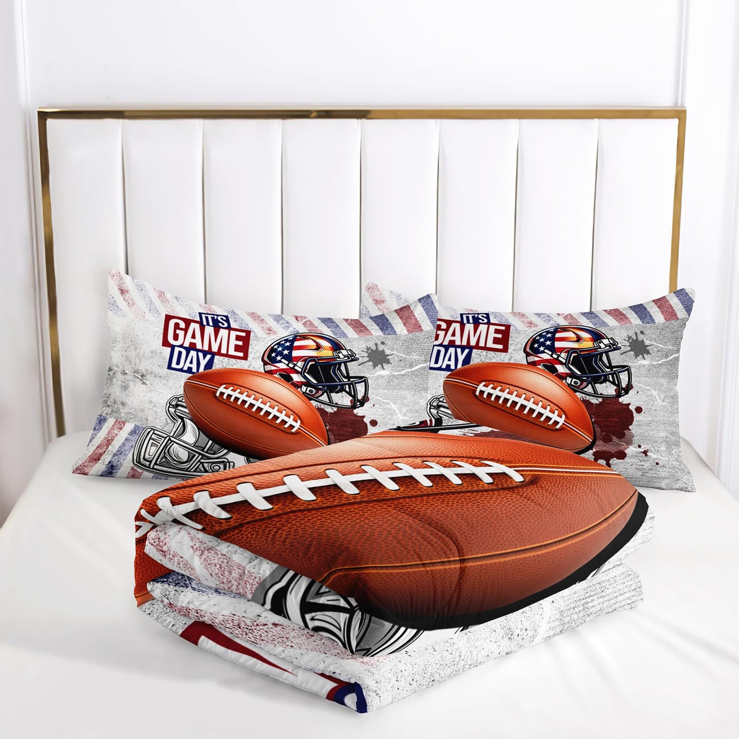 lneffble Twin Size Kids Comforter Sets Boys Football，Sport Themed Twin Size Bedding，with 1 Comforter with 2 Pillow Case