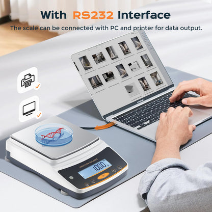 Bonvoisin Lab Scale - 5000g x 0.01g, Rechargeable Digital Scale with RS232 Interface, 0.01g Accuracy
